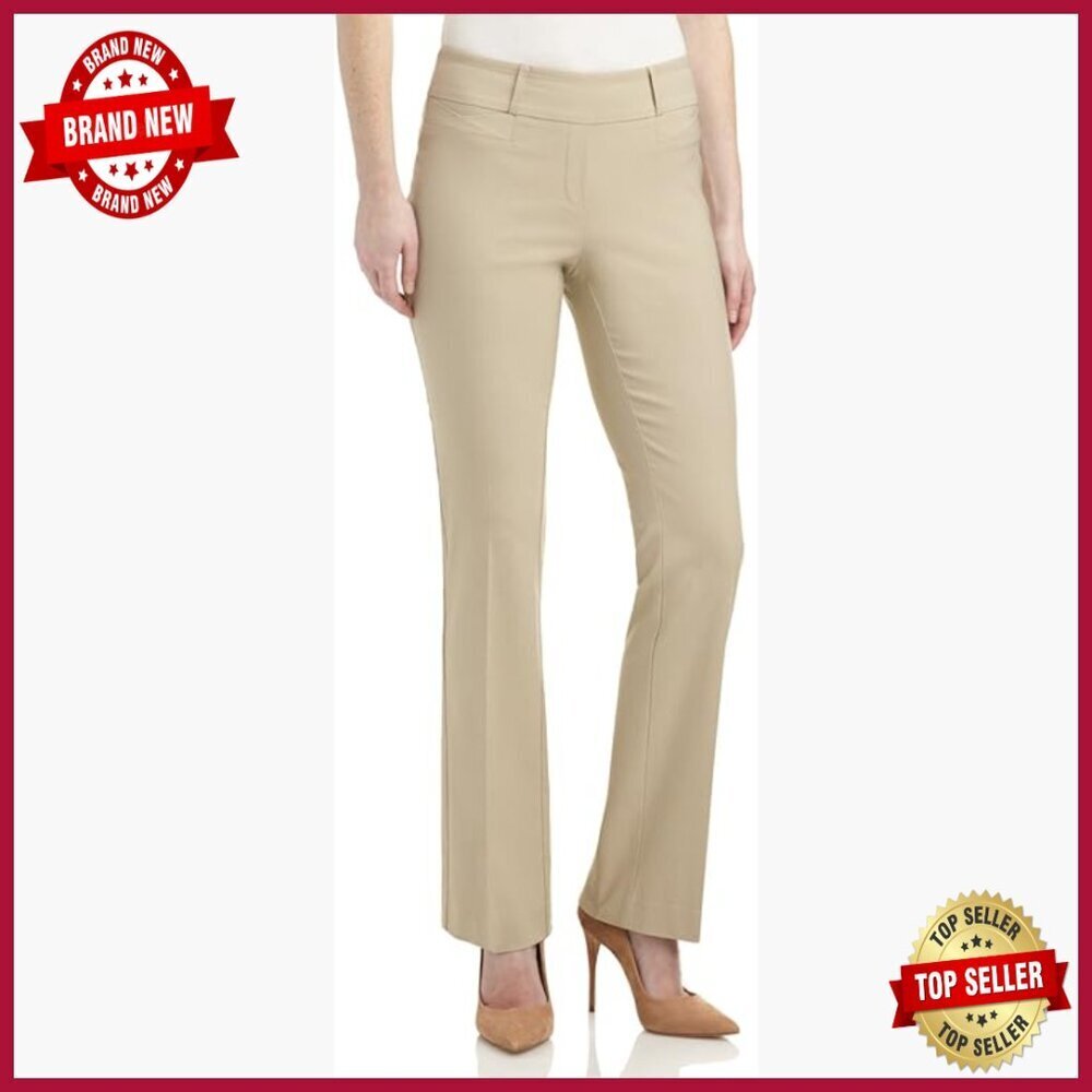 Mid-Rise Bootcut Stretch Pants Pull-On Waist Business Casual